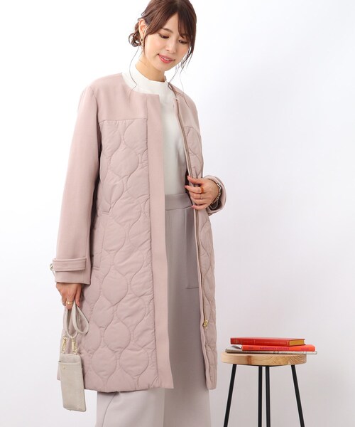 DRESKIP（ドレスキップ）の「◆【吸湿発熱/２WAY】大人な優しさ漂う 中綿異素材 キルティングコート（その他アウター・レディース・ブラック/カーキ/ベージュ・02/03/04）」の15枚目の写真
