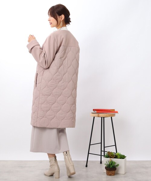 DRESKIP（ドレスキップ）の「◆【吸湿発熱/２WAY】大人な優しさ漂う 中綿異素材 キルティングコート（その他アウター・レディース・ブラック/カーキ/ベージュ・02/03/04）」の19枚目の写真