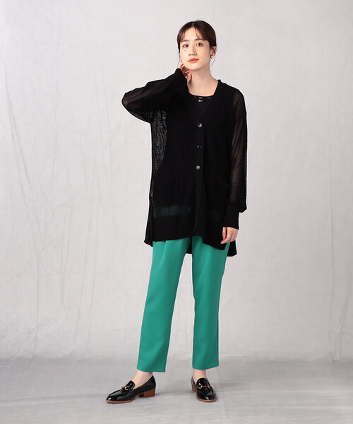 Comme　Ca　Mature（コムサマチュア）の「【ウォッシャブル】メッシュ編みＶ開きカーディガン（カーディガン/ボレロ・レディース・ブラック/グリーン/グレイッシュベージュ・FREE）」の4枚目の写真