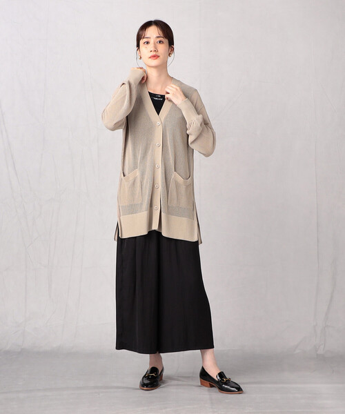 Comme　Ca　Mature（コムサマチュア）の「【ウォッシャブル】メッシュ編みＶ開きカーディガン（カーディガン/ボレロ・レディース・ブラック/グリーン/グレイッシュベージュ・FREE）」の8枚目の写真