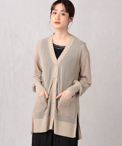 Comme　Ca　Mature（コムサマチュア）の「【ウォッシャブル】メッシュ編みＶ開きカーディガン（カーディガン/ボレロ・レディース・ブラック/グリーン/グレイッシュベージュ・FREE）」の10枚目の写真