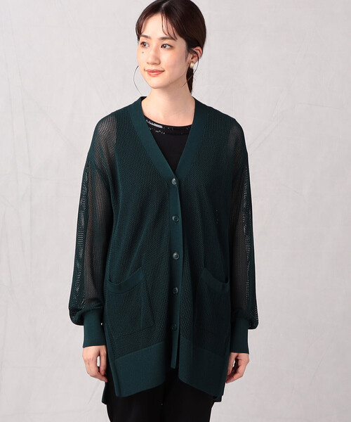 Comme　Ca　Mature（コムサマチュア）の「【ウォッシャブル】メッシュ編みＶ開きカーディガン（カーディガン/ボレロ・レディース・ブラック/グリーン/グレイッシュベージュ・FREE）」の11枚目の写真