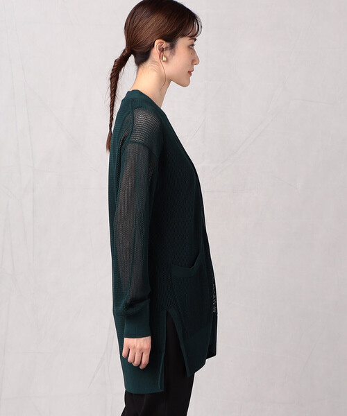 Comme　Ca　Mature（コムサマチュア）の「【ウォッシャブル】メッシュ編みＶ開きカーディガン（カーディガン/ボレロ・レディース・ブラック/グリーン/グレイッシュベージュ・FREE）」の12枚目の写真