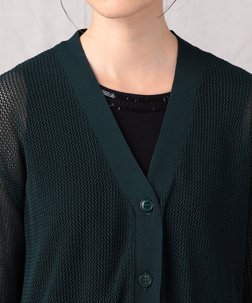 Comme　Ca　Mature（コムサマチュア）の「【ウォッシャブル】メッシュ編みＶ開きカーディガン（カーディガン/ボレロ・レディース・ブラック/グリーン/グレイッシュベージュ・FREE）」の14枚目の写真