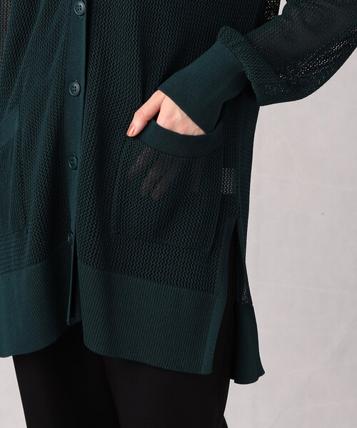 Comme　Ca　Mature（コムサマチュア）の「【ウォッシャブル】メッシュ編みＶ開きカーディガン（カーディガン/ボレロ・レディース・ブラック/グリーン/グレイッシュベージュ・FREE）」の15枚目の写真