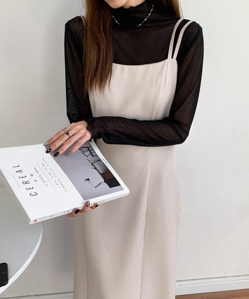 ABITOKYO(アビトーキョー)の「Iラインタイトキャミワンピース(ワンピース・レディース・ダークブラウン/ベージュ/ブラック・S/M)」の6枚目の写真