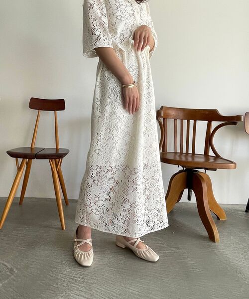 MAJESTIC LEGON(マジェスティックレゴン)の「2way透かしレーススカート(スカート・レディース・ブラウン/オフホワイト・MEDIUM)」の1枚目の写真