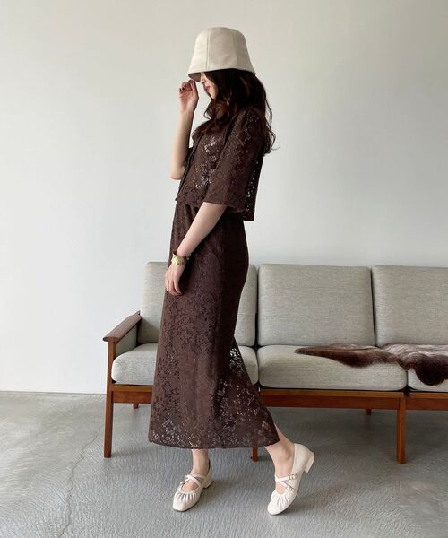 MAJESTIC LEGON(マジェスティックレゴン)の「2way透かしレーススカート(スカート・レディース・ブラウン/オフホワイト・MEDIUM)」の6枚目の写真