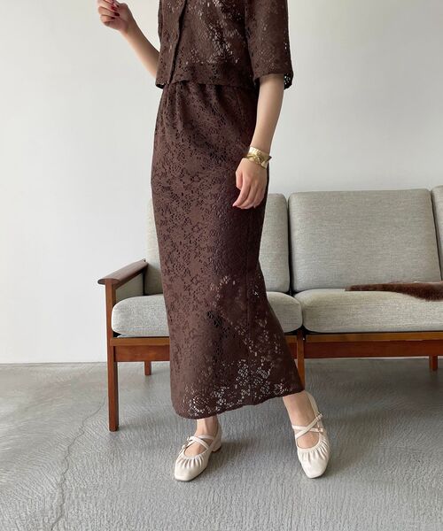 MAJESTIC LEGON(マジェスティックレゴン)の「2way透かしレーススカート(スカート・レディース・ブラウン/オフホワイト・MEDIUM)」の10枚目の写真