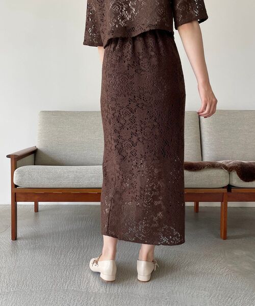MAJESTIC LEGON(マジェスティックレゴン)の「2way透かしレーススカート(スカート・レディース・ブラウン/オフホワイト・MEDIUM)」の13枚目の写真