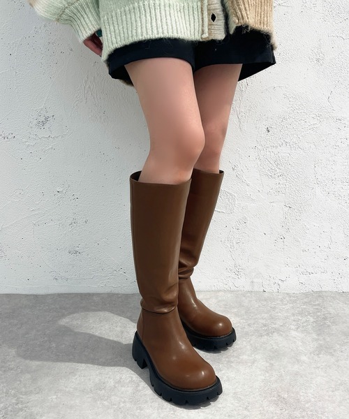 apres jour mignon（アプレジュールミニョン）の「ロングブーツ【ZOZOTOWN限定アイテム】（ブーツ・レディース・ブラック/ダークブラウン・LARGE/MEDIUM/SMALL/X-LARGE）」の5枚目の写真