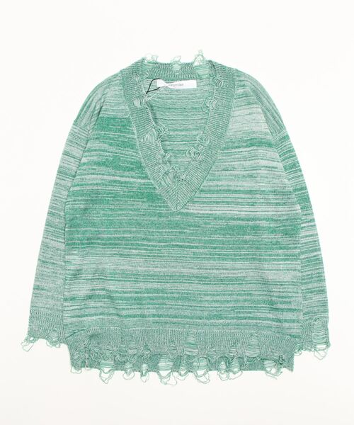 PROVOKE （プロヴォーク）の「provoke/プロヴォーク  melange damage knit（ニット/セーター・レディース・ブラウン/グリーン・F）」の11枚目の写真
