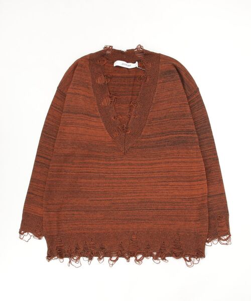 PROVOKE （プロヴォーク）の「provoke/プロヴォーク  melange damage knit（ニット/セーター・レディース・ブラウン/グリーン・F）」の12枚目の写真