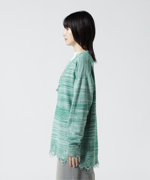 PROVOKE （プロヴォーク）の「provoke/プロヴォーク  melange damage knit（ニット/セーター・レディース・ブラウン/グリーン・F）」の4枚目の写真