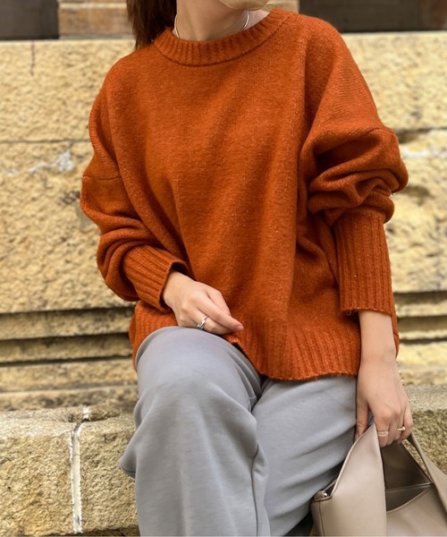 Chez toi（シェトワ）の「ヤクライククルーネックワイドプルオーバー（ニット/セーター・レディース・アイボリー/オレンジ/キャメル・FREE）」の5枚目の写真