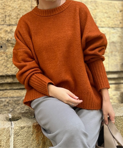 Chez toi（シェトワ）の「ヤクライククルーネックワイドプルオーバー（ニット/セーター・レディース・アイボリー/オレンジ/キャメル・FREE）」の18枚目の写真