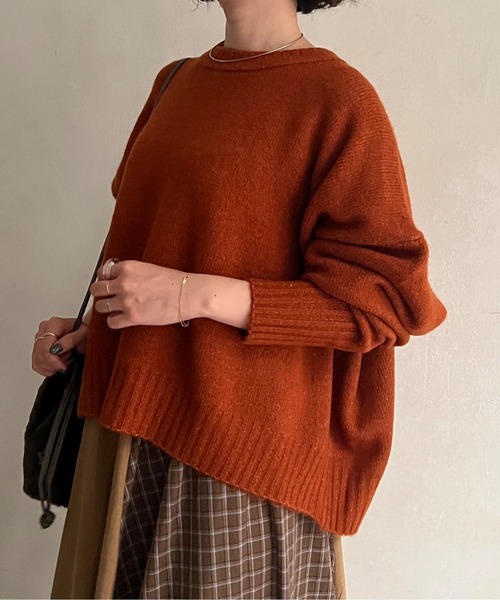 Chez toi（シェトワ）の「ヤクライククルーネックワイドプルオーバー（ニット/セーター・レディース・アイボリー/オレンジ/キャメル・FREE）」の16枚目の写真