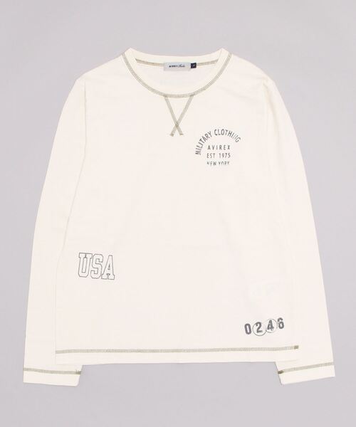 AVIREX（アヴィレックス）の「≪直営店限定≫L/S FADE WASH PRINT T-SHIRT/ フェイドウォッシュプリントTシャツ（Tシャツ/カットソー・レディース・ホワイト系2/オリーブ系/ブラック・M/S）」の8枚目の写真
