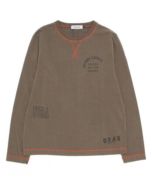 AVIREX（アヴィレックス）の「≪直営店限定≫L/S FADE WASH PRINT T-SHIRT/ フェイドウォッシュプリントTシャツ（Tシャツ/カットソー・レディース・ホワイト系2/オリーブ系/ブラック・M/S）」の17枚目の写真