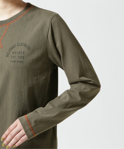 AVIREX（アヴィレックス）の「≪直営店限定≫L/S FADE WASH PRINT T-SHIRT/ フェイドウォッシュプリントTシャツ（Tシャツ/カットソー・レディース・ホワイト系2/オリーブ系/ブラック・M/S）」の12枚目の写真