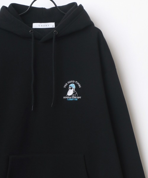 Lazar(ラザル)の「Lazar 別注 Couple Beardman Sweat/オーバーサイズ 裏起毛 ワンポイント刺繍 スウェット パーカー フーディー/長袖 トップス プルオーバー/レディース メンズ(パーカー・メンズ・ブラック/グレー系その他/アッシュグレー/ダークグリーン/ブルー/ブラック系その他/ホワイト系その他/ベージュ系その他/ホワイト/グレー系その他2/グリーン系その他2/グリーン系その他3/ベージュ/グリーン系その他/ブルー系その他/チャコール・M/L/LL)」の5枚目の写真