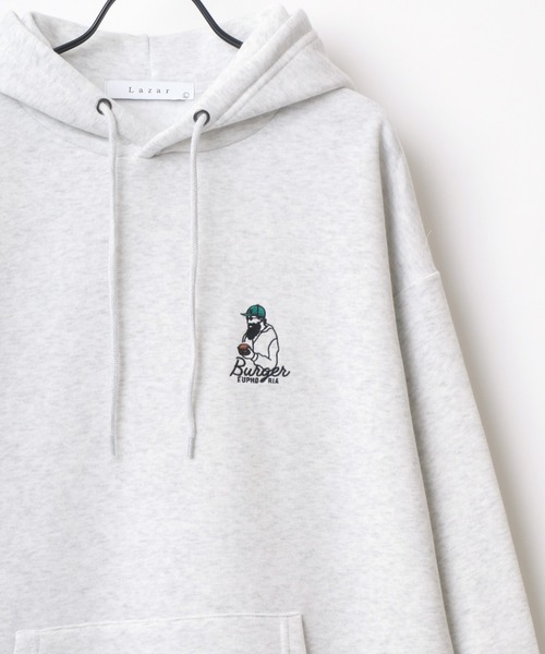 Lazar(ラザル)の「Lazar 別注 Couple Beardman Sweat/オーバーサイズ 裏起毛 ワンポイント刺繍 スウェット パーカー フーディー/長袖 トップス プルオーバー/レディース メンズ(パーカー・メンズ・ブラック/グレー系その他/アッシュグレー/ダークグリーン/ブルー/ブラック系その他/ホワイト系その他/ベージュ系その他/ホワイト/グレー系その他2/グリーン系その他2/グリーン系その他3/ベージュ/グリーン系その他/ブルー系その他/チャコール・M/L/LL)」の7枚目の写真
