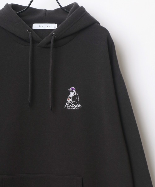 Lazar(ラザル)の「Lazar 別注 Couple Beardman Sweat/オーバーサイズ 裏起毛 ワンポイント刺繍 スウェット パーカー フーディー/長袖 トップス プルオーバー/レディース メンズ(パーカー・メンズ・ブラック/グレー系その他/アッシュグレー/ダークグリーン/ブルー/ブラック系その他/ホワイト系その他/ベージュ系その他/ホワイト/グレー系その他2/グリーン系その他2/グリーン系その他3/ベージュ/グリーン系その他/ブルー系その他/チャコール・M/L/LL)」の9枚目の写真
