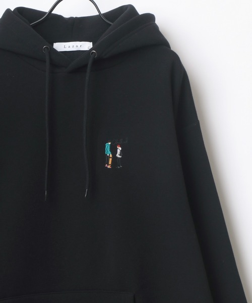 Lazar(ラザル)の「Lazar 別注 Couple Beardman Sweat/オーバーサイズ 裏起毛 ワンポイント刺繍 スウェット パーカー フーディー/長袖 トップス プルオーバー/レディース メンズ(パーカー・メンズ・ブラック/グレー系その他/アッシュグレー/ダークグリーン/ブルー/ブラック系その他/ホワイト系その他/ベージュ系その他/ホワイト/グレー系その他2/グリーン系その他2/グリーン系その他3/ベージュ/グリーン系その他/ブルー系その他/チャコール・M/L/LL)」の4枚目の写真