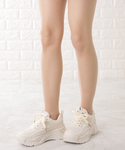 Lace Ladies(レースレディース)の「厚底ダッドスニーカー(スニーカー・レディース・ブラック/アイボリー・24.5/23.5/22.5/25/24/23)」の7枚目の写真