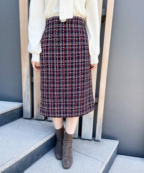 index（インデックス）の「◇モールツイード チェックタイトスカート  