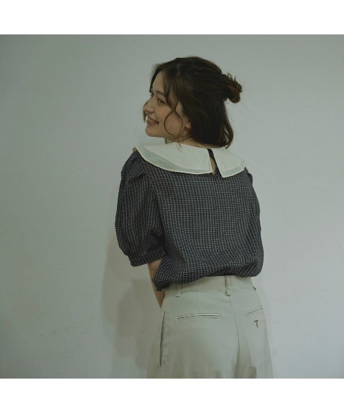 t a r o s u（タロス）の「t a r o s u high waist tuck pants/タロスハイウエストタックパンツ（スラックス・レディース・ナチュラル/ブラック・FREE）」の6枚目の写真