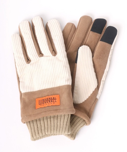 UNIVERSAL OVERALL（ユニバーサルオーバーオール）の「UNIVERSAL OVERALL/ユニバーサルオーバーオール コーデュロイ スエード 切替 グローブ/手袋（手袋・メンズ・アイボリー/ブラック/ベージュ/ブラウン・FREE）」の2枚目の写真