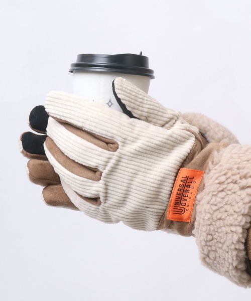 UNIVERSAL OVERALL（ユニバーサルオーバーオール）の「UNIVERSAL OVERALL/ユニバーサルオーバーオール コーデュロイ スエード 切替 グローブ/手袋（手袋・メンズ・アイボリー/ブラック/ベージュ/ブラウン・FREE）」の8枚目の写真