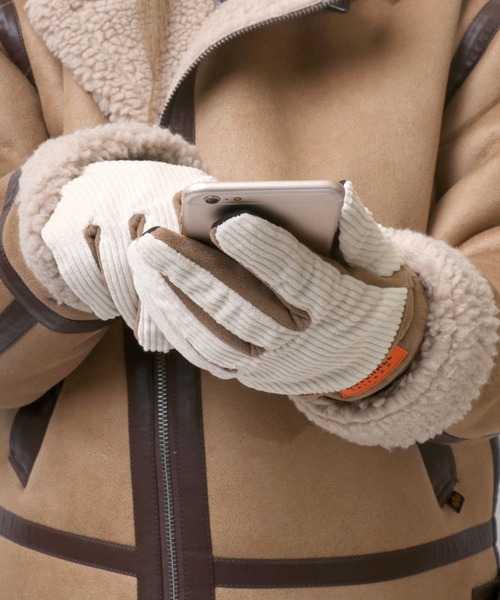 UNIVERSAL OVERALL（ユニバーサルオーバーオール）の「UNIVERSAL OVERALL/ユニバーサルオーバーオール コーデュロイ スエード 切替 グローブ/手袋（手袋・メンズ・アイボリー/ブラック/ベージュ/ブラウン・FREE）」の6枚目の写真