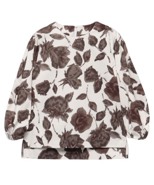 ánuans - anuans ペイントフラワーボリュームスリーブブラウス アニュアンス　白 anuans（アニュアンス）の「ペイントフラワーボリュームスリーブ