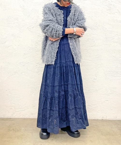 Omekashi（オメカシ）の「エンブロイダリティアードワンピース（ワンピース・レディース・ネイビー/オフホワイト/ブラック・36/38）」の18枚目の写真