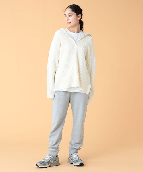 B:MING by BEAMS(ビーミングバイビームス)の「B:MING by BEAMS / 片畦 ハーフジップ ニット(ニット/セーター・レディース・グリーン/ホワイト×ネイビー/オフホワイト・FREE)」の7枚目の写真