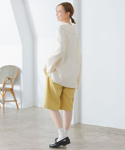 B:MING by BEAMS(ビーミングバイビームス)の「B:MING by BEAMS / 片畦 ハーフジップ ニット(ニット/セーター・レディース・グリーン/ホワイト×ネイビー/オフホワイト・FREE)」の13枚目の写真