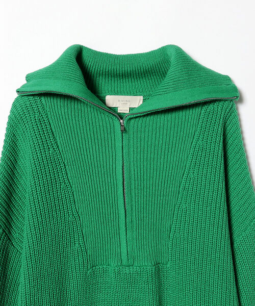 B:MING by BEAMS(ビーミングバイビームス)の「B:MING by BEAMS / 片畦 ハーフジップ ニット(ニット/セーター・レディース・グリーン/ホワイト×ネイビー/オフホワイト・FREE)」の6枚目の写真