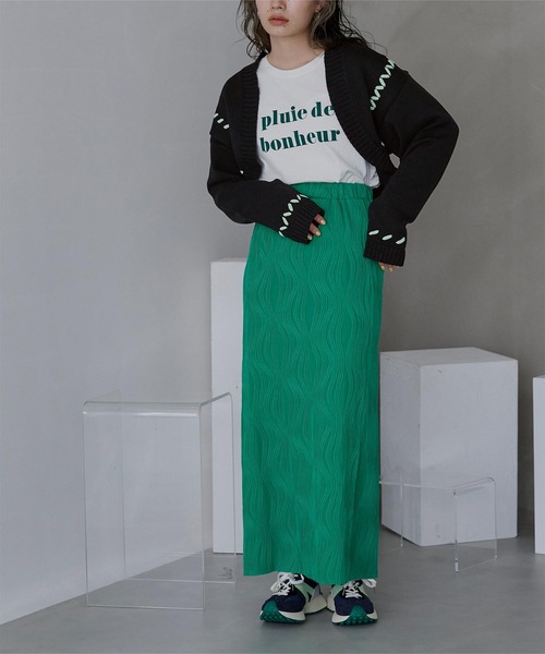 miette(ミエット)の「配色ステッチニットボレロ(カーディガン/ボレロ・レディース・アイボリー/ブラック/グレー・FREE)」の8枚目の写真