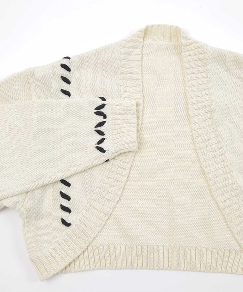 miette(ミエット)の「配色ステッチニットボレロ(カーディガン/ボレロ・レディース・アイボリー/ブラック/グレー・FREE)」の12枚目の写真