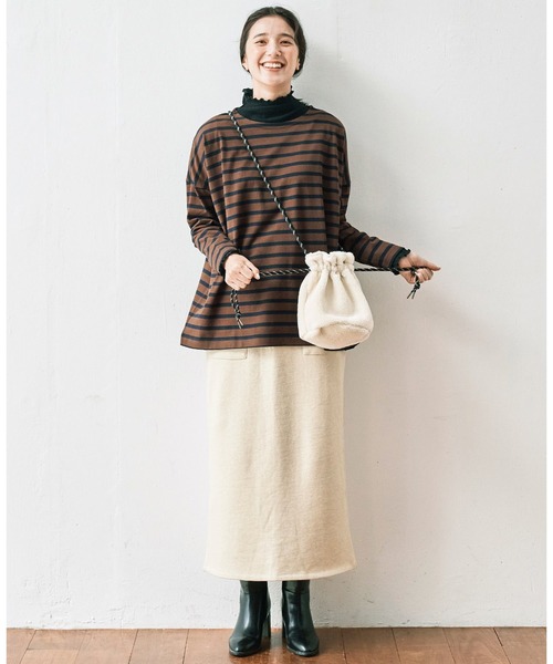 avecmoi（アヴェクモワ）の「【佐藤かなさんプロデュース】 アヴェクモワ　ボーダーカットソートップス〈茶×紺〉（Tシャツ/カットソー・レディース・ブラウン系その他・2/1）」の3枚目の写真