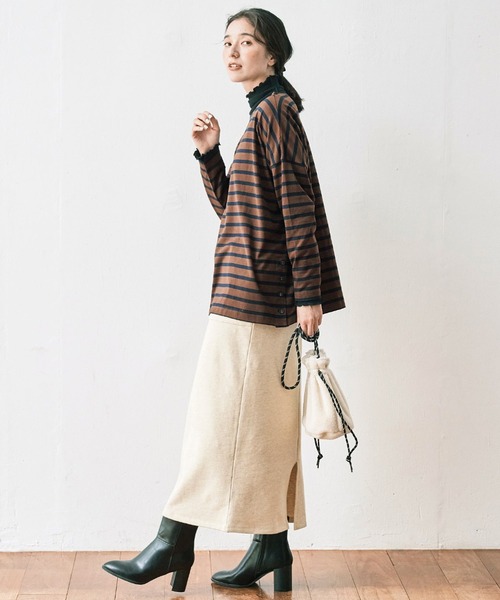 avecmoi（アヴェクモワ）の「【佐藤かなさんプロデュース】 アヴェクモワ　ボーダーカットソートップス〈茶×紺〉（Tシャツ/カットソー・レディース・ブラウン系その他・2/1）」の5枚目の写真