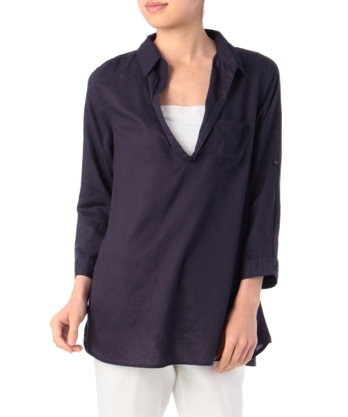 HusHusH（ハッシュアッシュ）の「混麻カウルネックシャツ（シャツ/ブラウス・レディース・ホワイト/ピンク/ブルー/ブルー系1/ブルー系2/ブルー系3・01/03/02）」の5枚目の写真