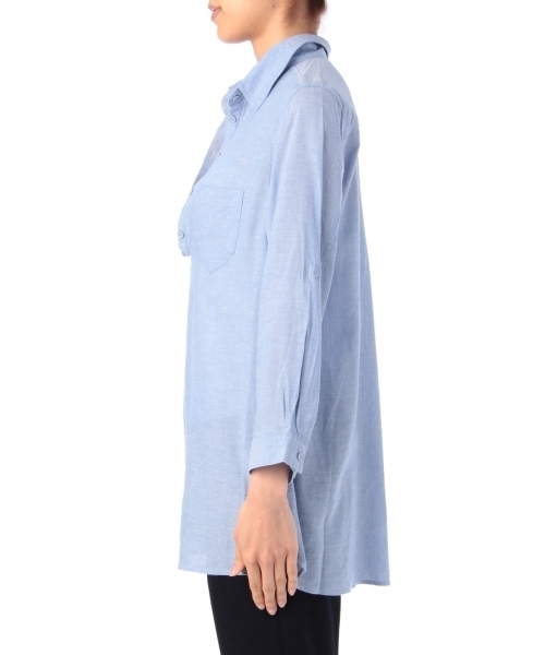 HusHusH（ハッシュアッシュ）の「混麻カウルネックシャツ（シャツ/ブラウス・レディース・ホワイト/ピンク/ブルー/ブルー系1/ブルー系2/ブルー系3・01/03/02）」の7枚目の写真