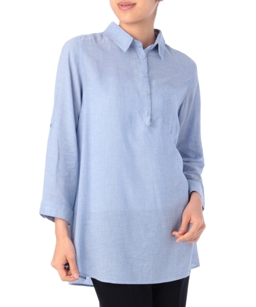 HusHusH（ハッシュアッシュ）の「混麻カウルネックシャツ（シャツ/ブラウス・レディース・ホワイト/ピンク/ブルー/ブルー系1/ブルー系2/ブルー系3・01/03/02）」の10枚目の写真