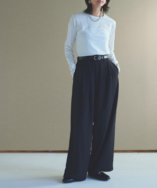 RASW（ラス）の「[RASW]ダブルタックドレープワイドパンツ（スラックス・レディース・ライトブルー/ブラック/ベージュ系その他/オフホワイト/ベージュ/ピンク・M/L/PM/TM/TL）」の21枚目の写真