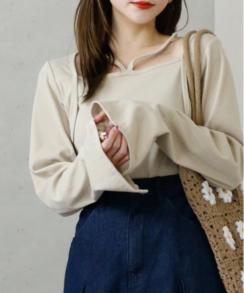 Per sist ence（パーシエンス）の「Per sist ence/パーシエンス　リブボレロ風トップス（Tシャツ/カットソー・レディース・ベージュ/ホワイト/ブラック/ダークグレー・FREE）」の17枚目の写真