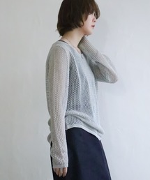 【2WAY】メッシュクルーネックニット