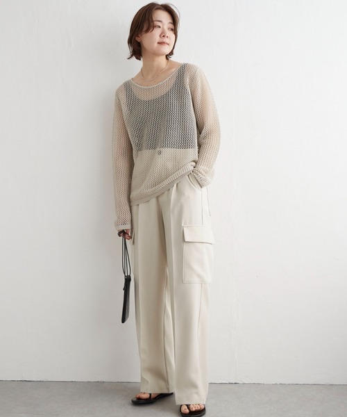 notch.(ノッチ)の「【2WAY】メッシュクルーネックニット(ニット/セーター・レディース・グレー/ブラック/ベージュ・M)」の6枚目の写真